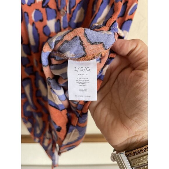 Cabi Isla Cami Tank #5040 Orange Purple, and Cream Animal Print Sz Large - Picture 6 of 7